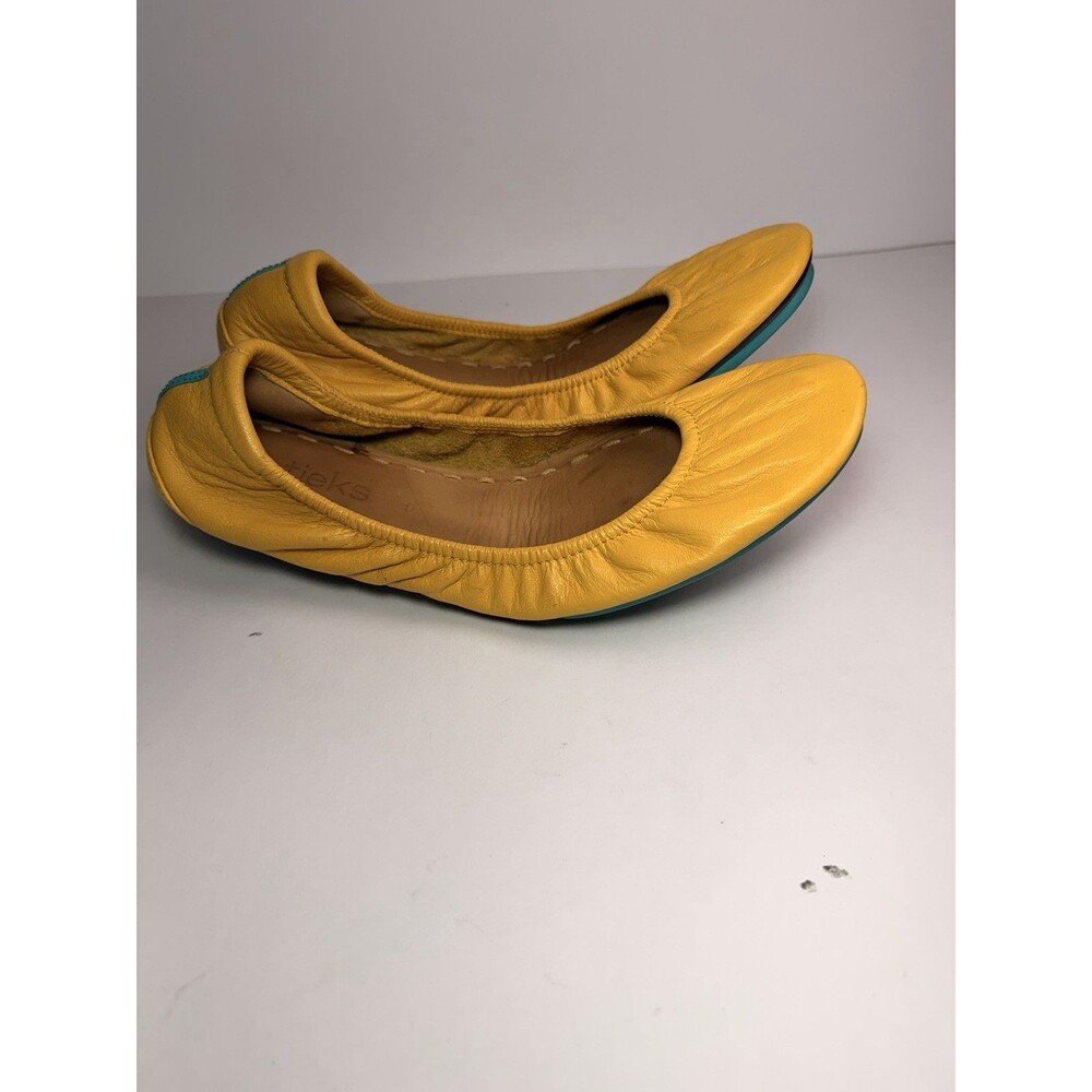 Tieks by Gavrieli Womens Sz 9 Yellow Leather Foldable Ballet Flat Turquoise Sole